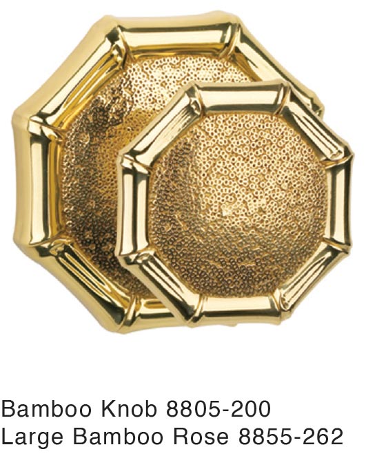 Bamboo Knob With Rose Von Morris, Gold Bamboo Cabinet Hardware